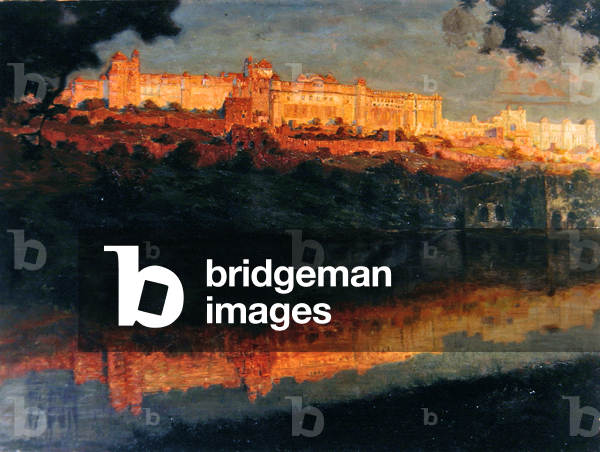 View of the Amber Fort at sunrise, c.1910 (oil on canvas)
