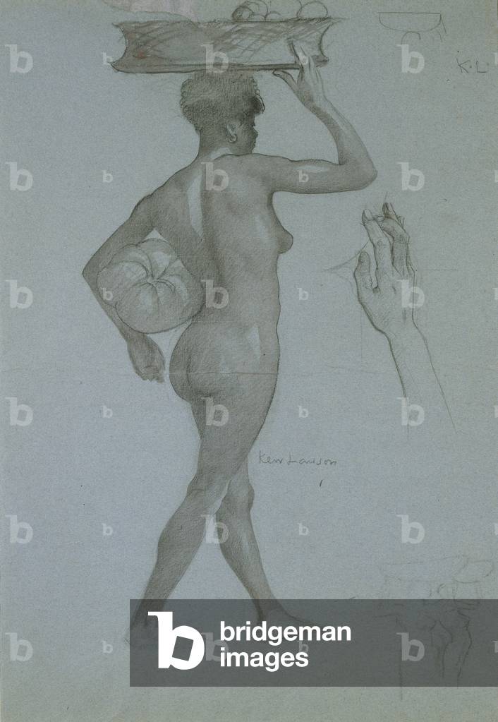 Negress Holding a Pumpkin (charcoal on paper)