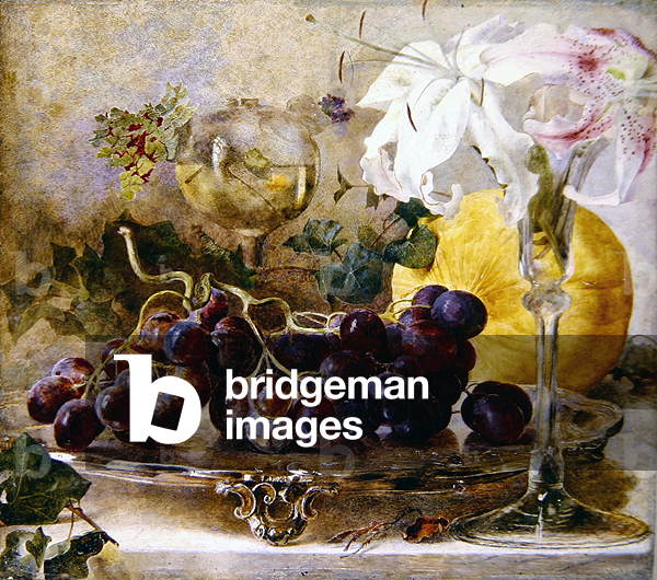 Flowers and Fruit (oil on panel)