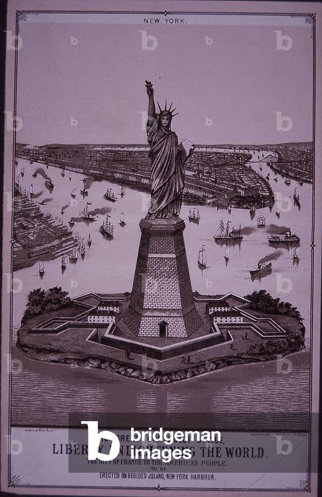 Statue of Liberty ‘to be erected on Bedloe’s Island’, print of 1885 (engraving)