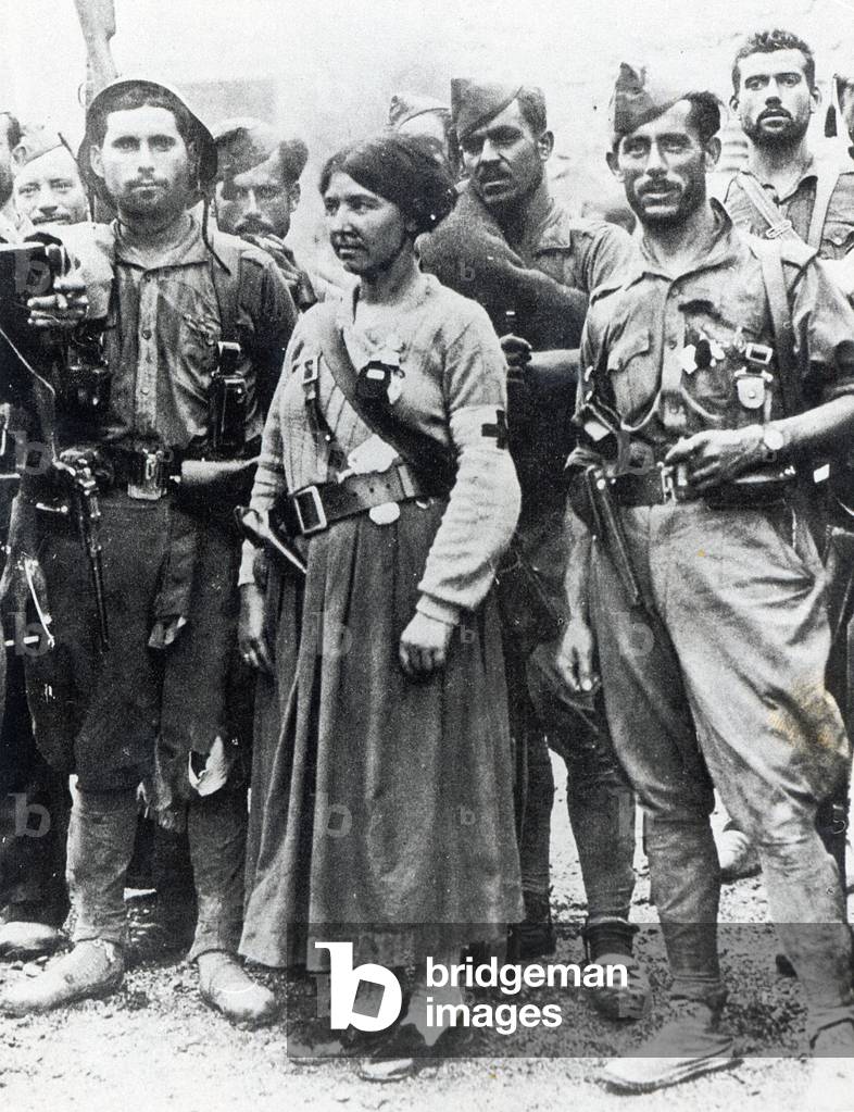 Members of the Spanish Foreign Legion after taking the city of Irun, 1936 (b/w photo)