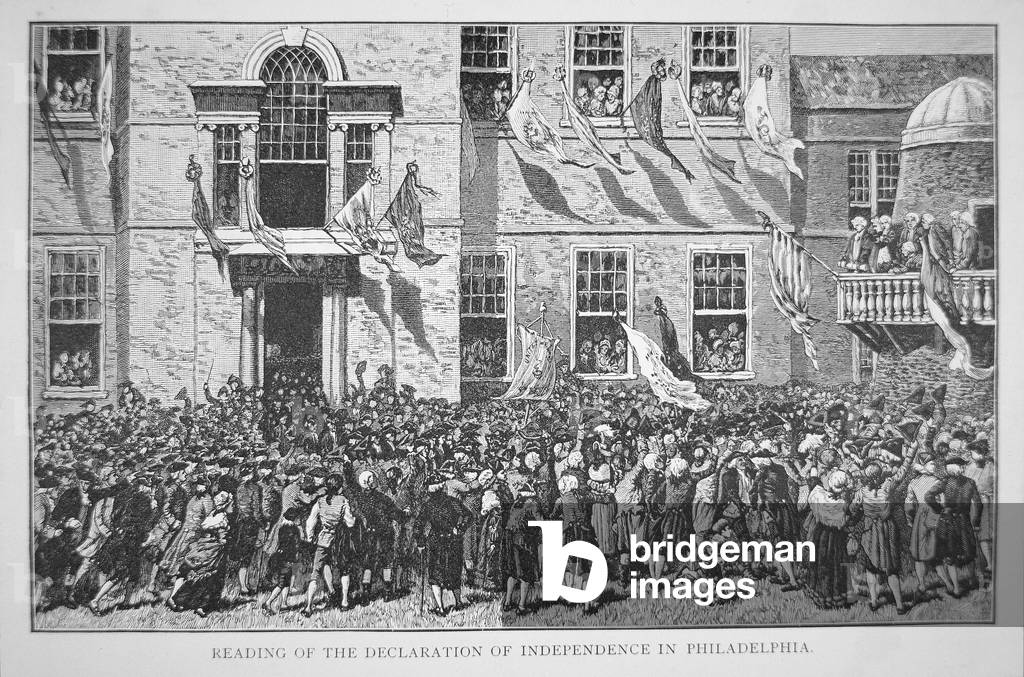 Reading the Declaration of Independence to the citizens of Philadelphia, 8 July 1776 (litho)