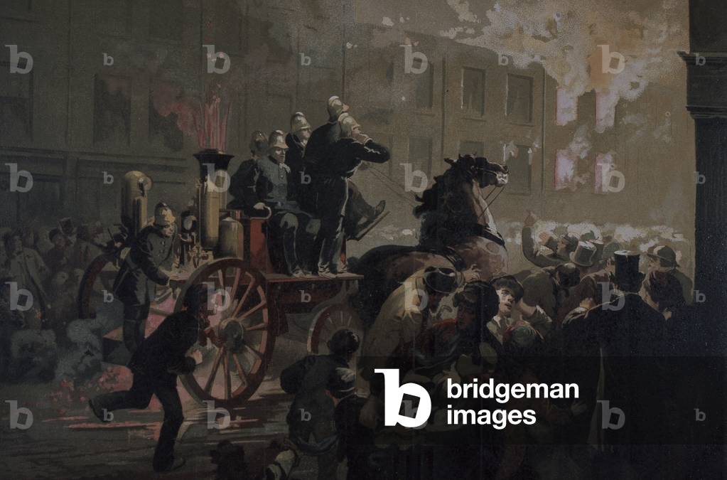 Fire engine, late 19th century (colour litho)