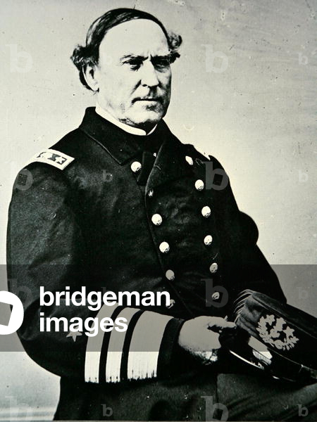 Portrait of David Glasgow Farragut (1801-1870); captured New Orleans in 1862 and Mobile Bay, 1864 (b/w photo)