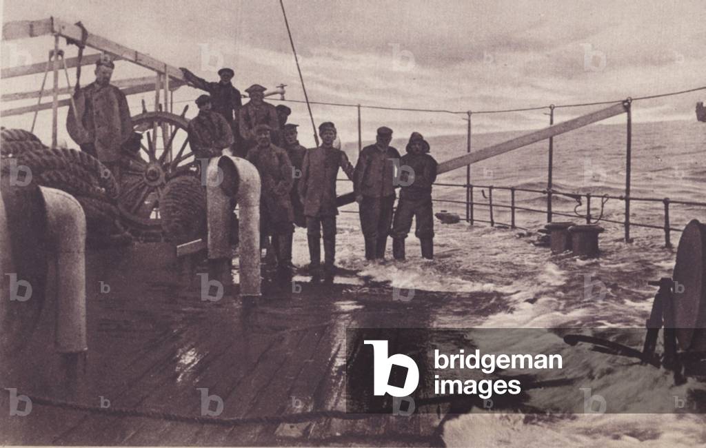 Survivors of ship sunk by German U-Boat in 1915 (litho) 