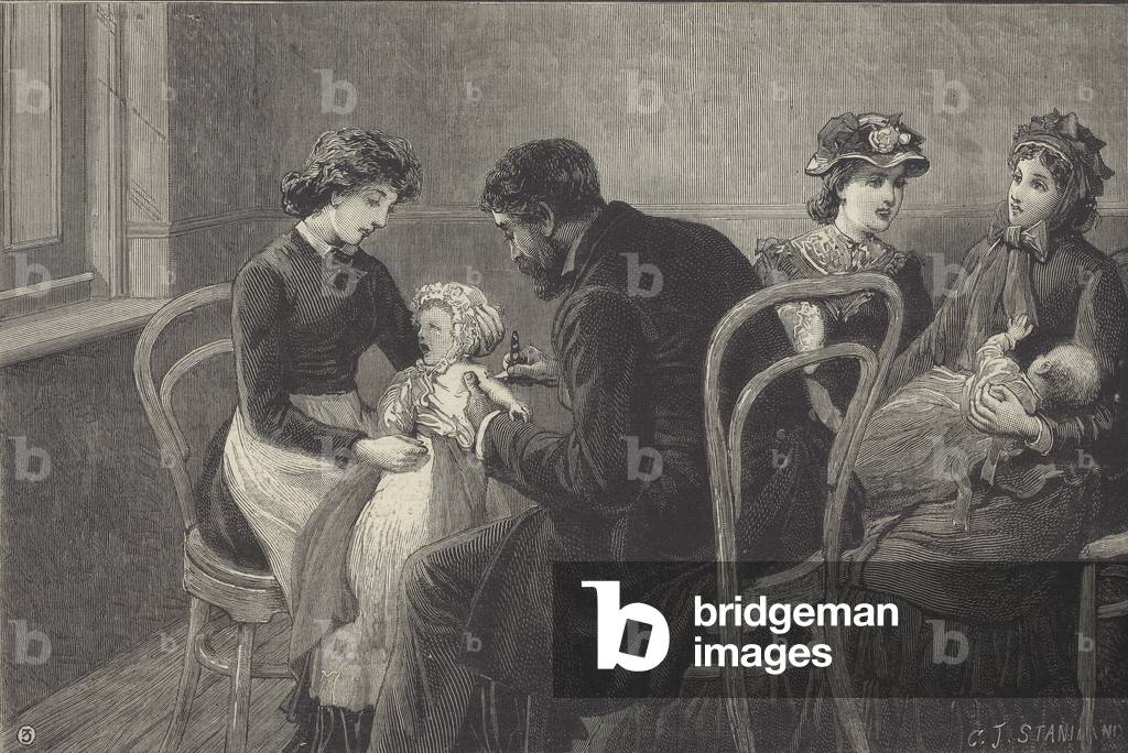 Vaccinating a child (engraving)