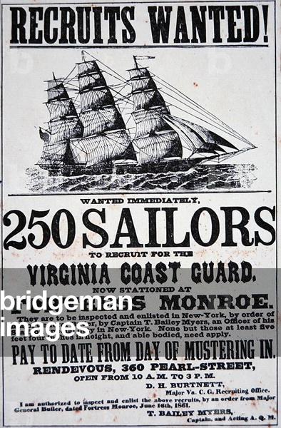 Recruiting Poster for sailors of the Union forces, 1861 (litho)