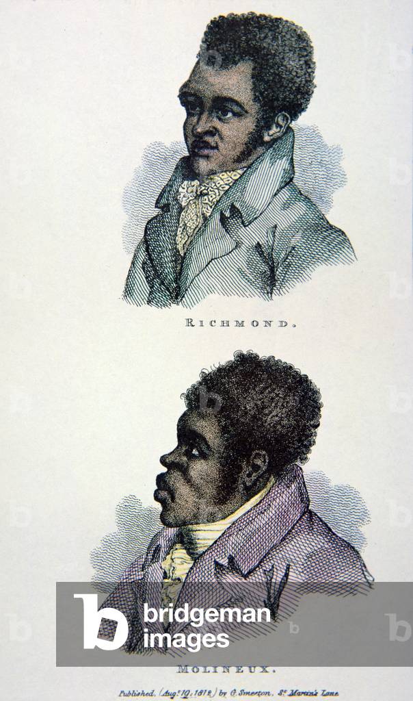 Bill Richmond and Tom Molineaux, print published in 1812 (colour litho)