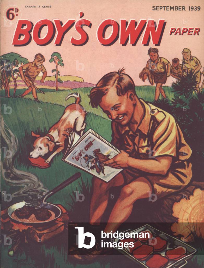 Boy scout camping, cover of Boy's Own Paper, 1939 (colour litho)