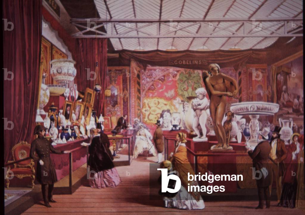Visitors flock to the Great Exhibition in 1851 to view art and science exhibits, 1851 (colour litho)