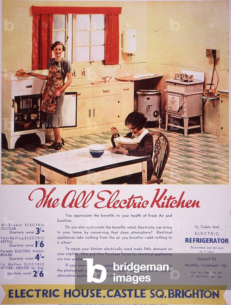 Electric kitchen, 1937 (colour litho)