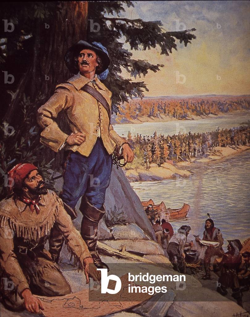 French-Canadian explorer Pierre Gaultier de Varennes, sieur de La Vérendrye (colour litho)