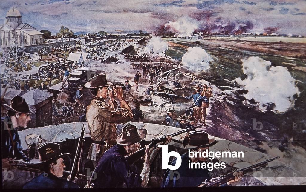 Spanish-American War 1898, US artillery in action in Philippines (w/c on paper)