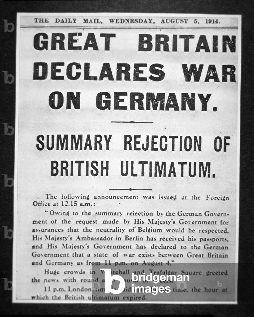 Great Britain Declares War on Germany, The Daily Mail, 5th August 1914 (litho)