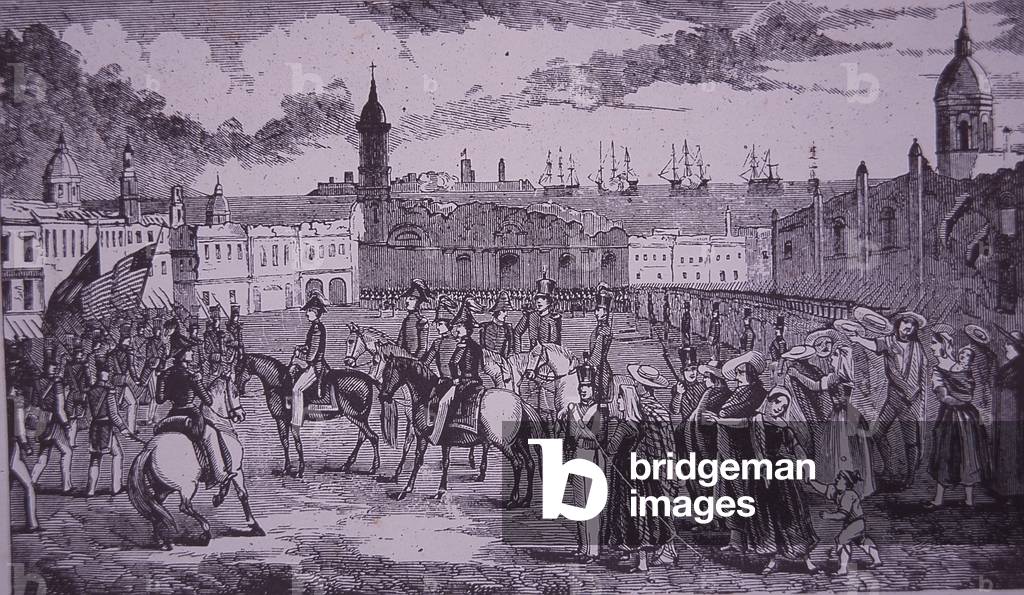 Mexican-American War (1846-48), surrender of Veracruz, 1847 (engraving)