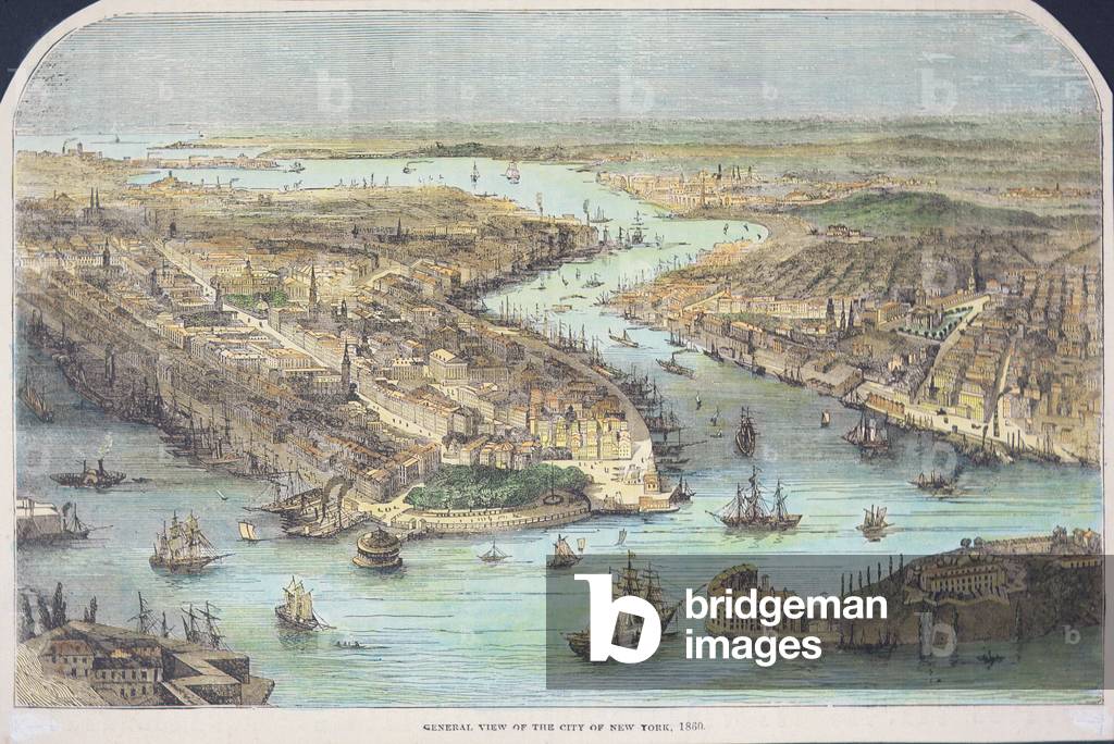 General View of the City of New York, 1860 (colour engraving)