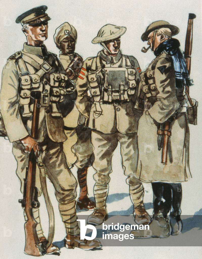 British Army Field Uniforms, 1914-18 (colour litho)
