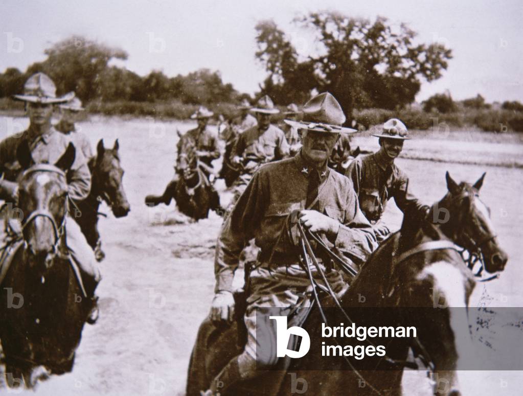 Image of General Pershing (U.S. Army) crossing the Rio Grande into