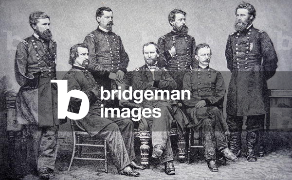 General William T. Sherman (1820-91) and other prominent Union Army generals (engraving)