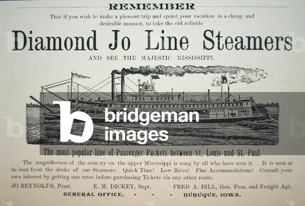 Advert for the 'Diamond Jo Line Steamers', c.1898 (engraving)