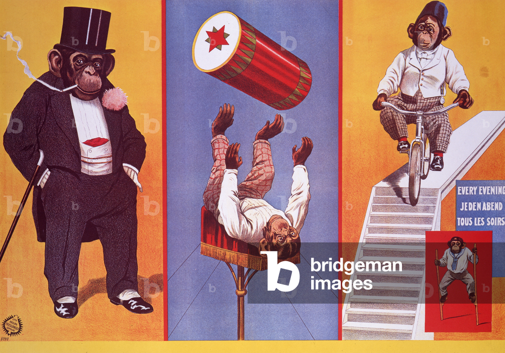 Poster advertising Moritz the chimpanzee, 1912 (colour litho)