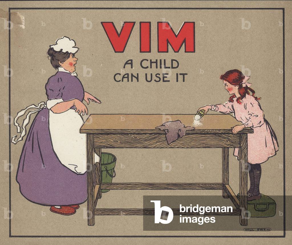 Advert for Vim cleaning product, early 20th century (colour litho)