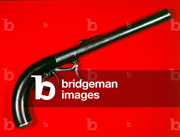 Underhammer boxlock percussion 'boot' pistol with turn-off rifled barrel, c.1850 (wood & metal)