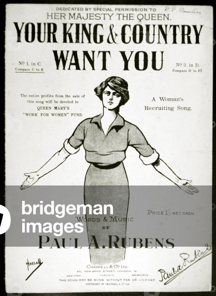 Your King & Country Want You - a WWI recruiting song, 1914-18 (litho)