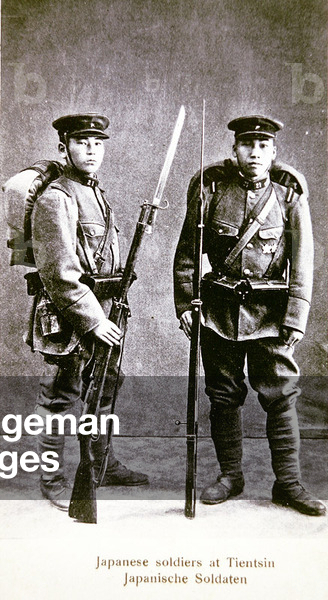 Japanese soldiers stationed at Tientsin, China, 1911 (b/w photo)