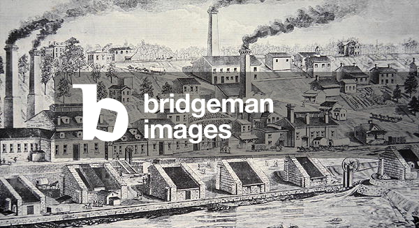 The Du Pont Powder Plant, on the Brandywine River (line engraving)