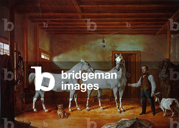 Stable of the Stuyvesant family, c.1854 (colour litho)