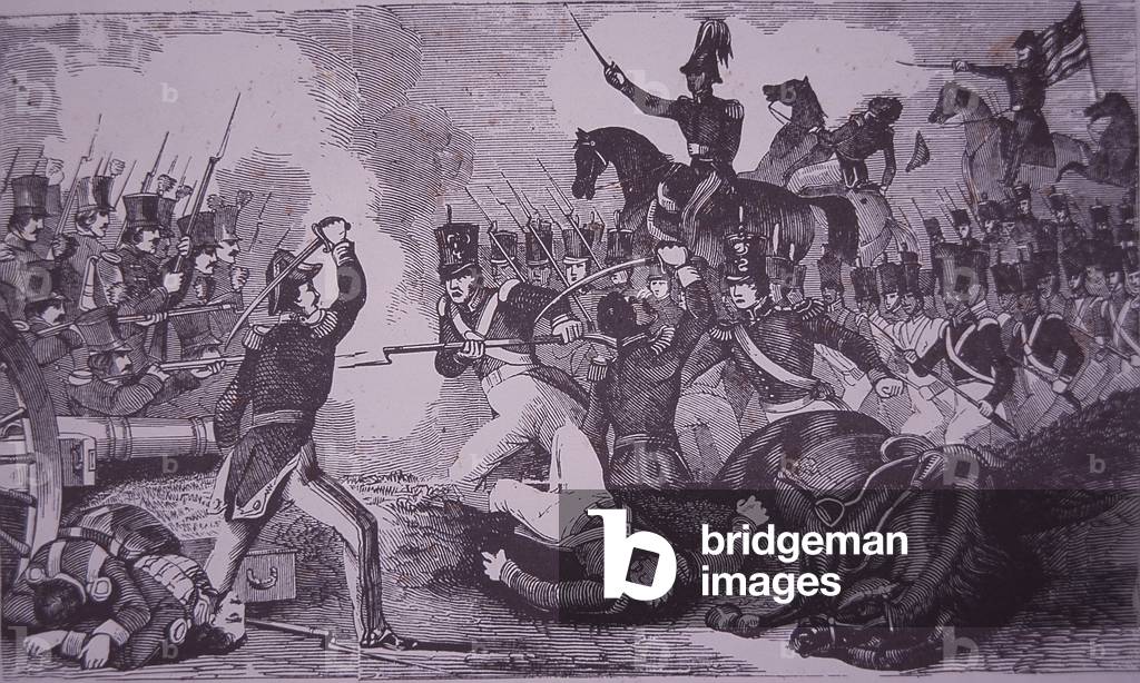 The Battle of Churubusco, Mexican-American War, 1847 (engraving)