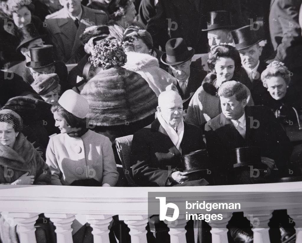 John F. Kennedy's inauguration as 35th President of the United States, 1961 (b/w photo)