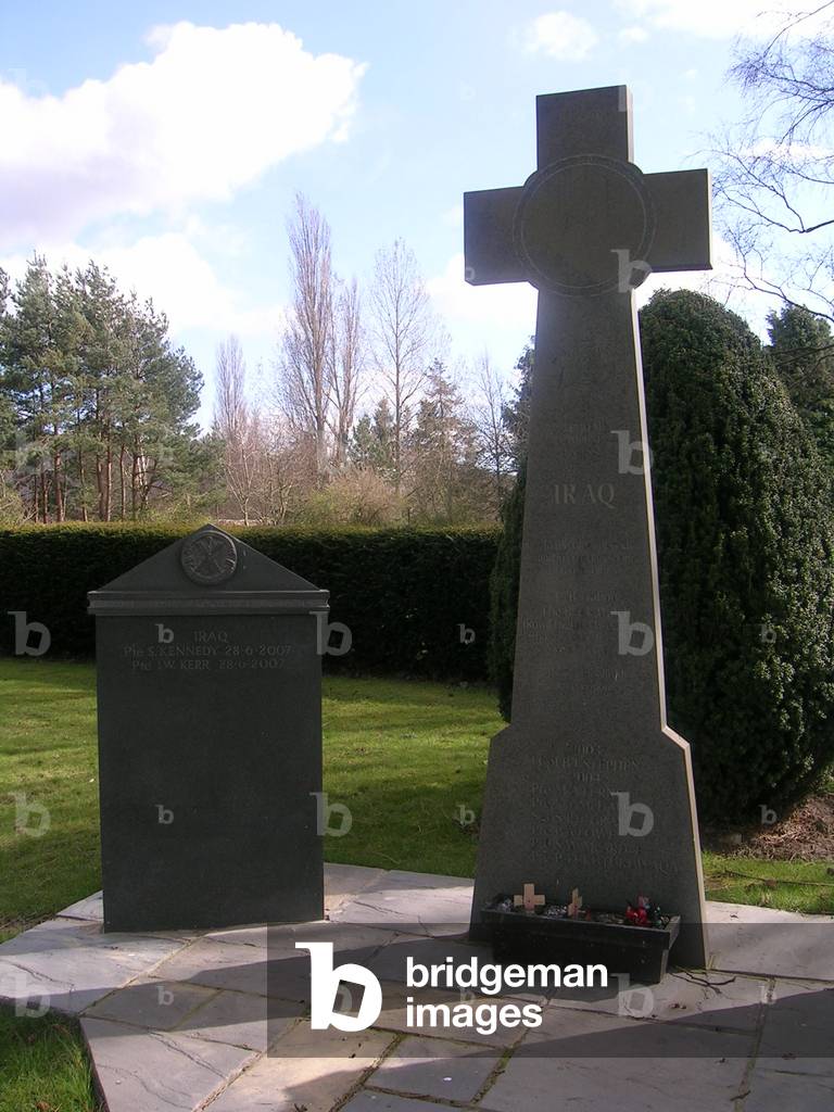 Memorials to Black Watch soldiers who died in Iraq, Balhousie Castle, Scotland early 21st century (photo)
