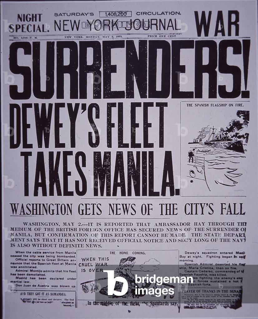 Victory headline on New York Journal, during the Spanish-American War, 1898 (engraving)