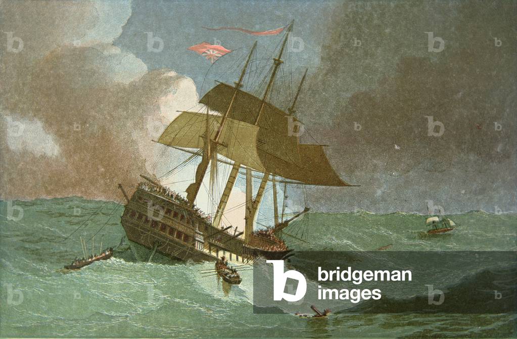 Loss of the 'Kent' East Indiaman, c.1825 (colour litho)
