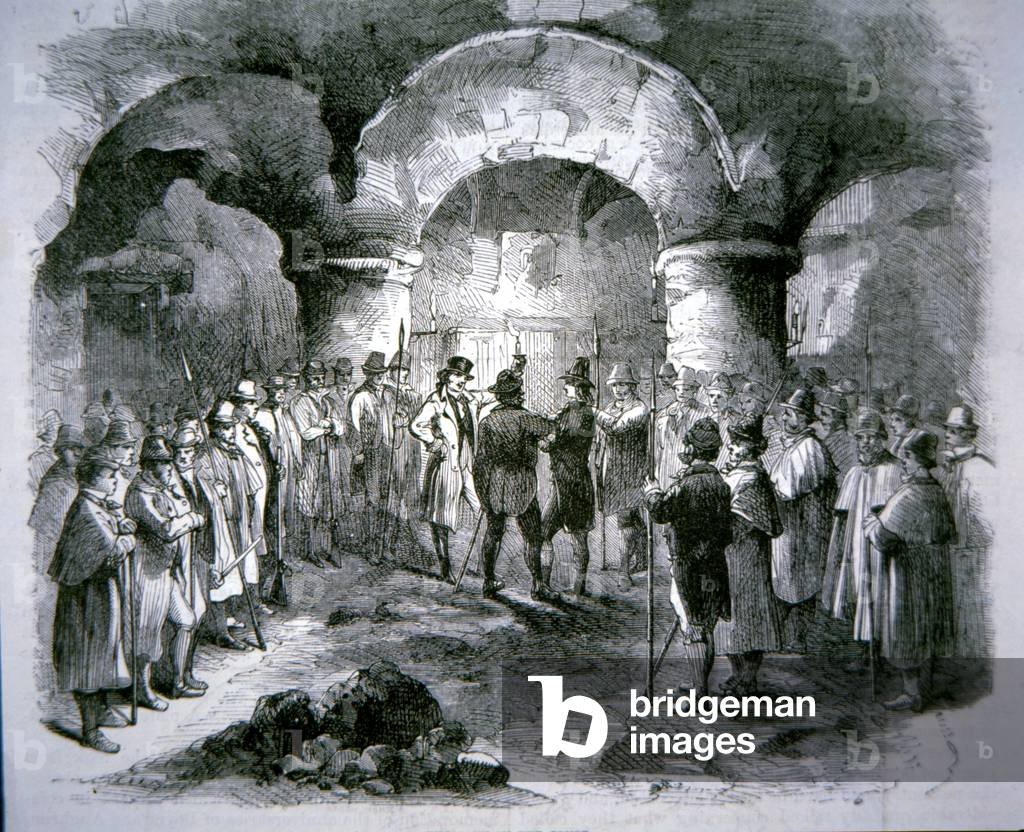 The Society of United Irishmen take the oath against English rule (engraving)