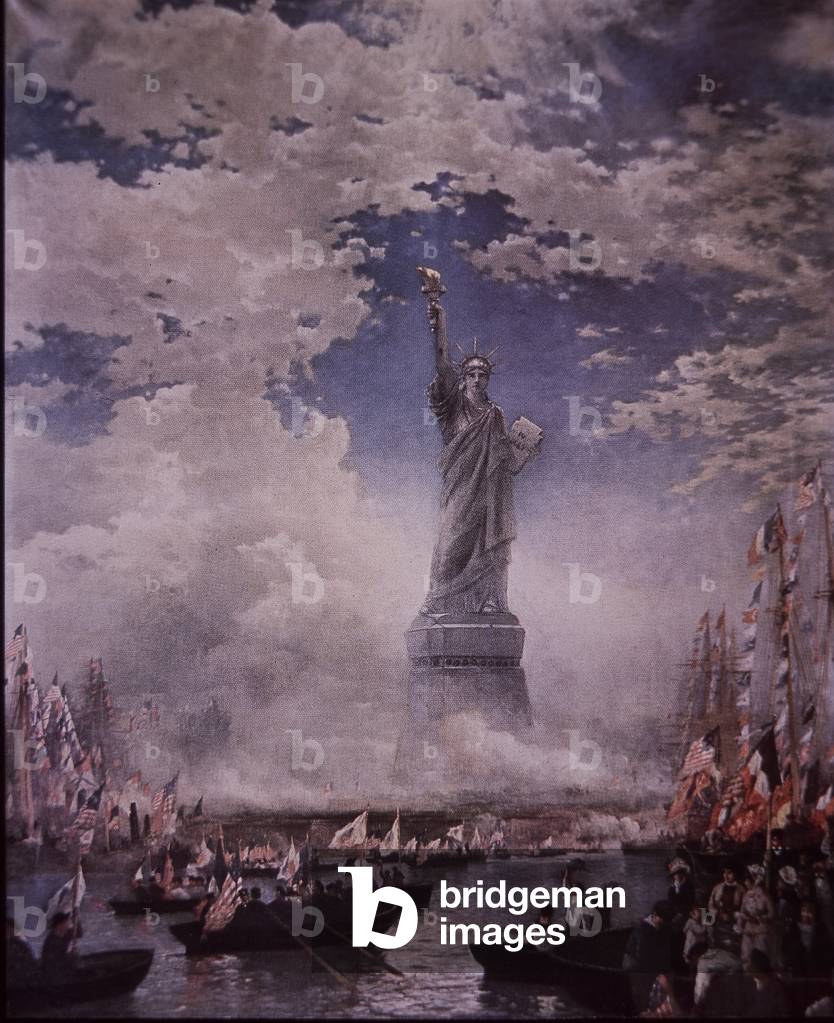 Unveiling of the Statue of Liberty in New York Harbor, 28 October 1886 (colour litho)