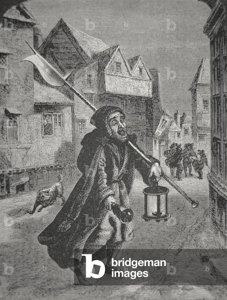 London Watchman of the 17th century (engraving)