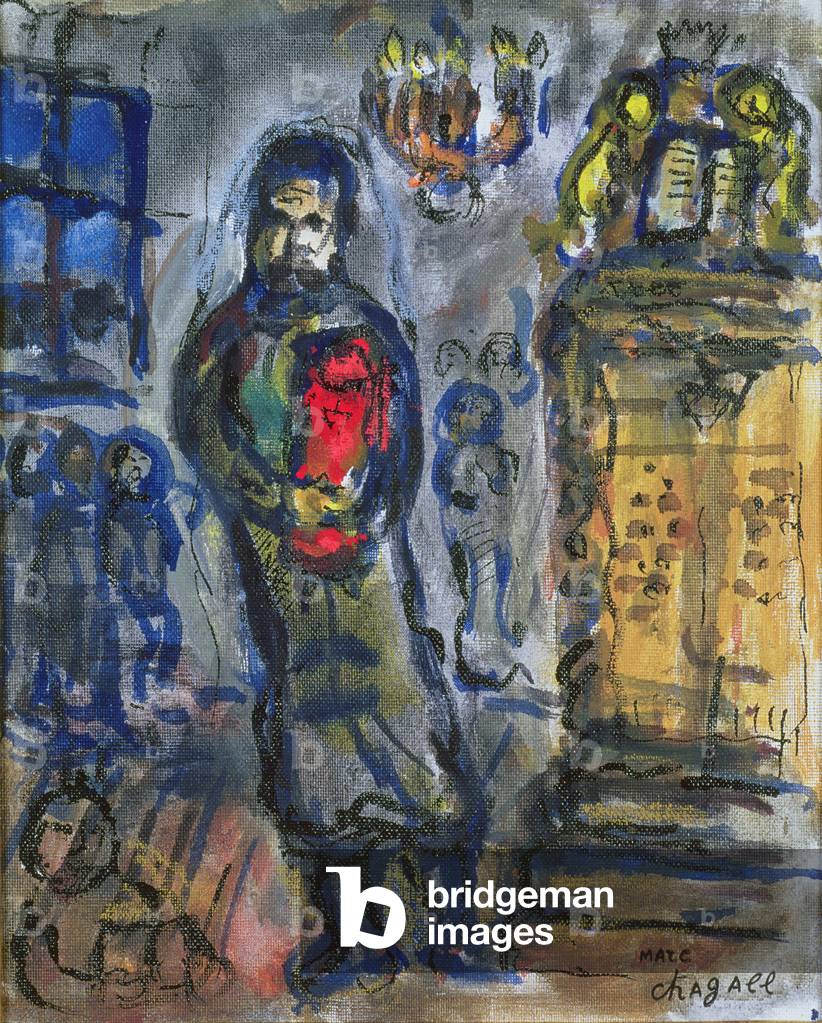 Bild von Gemälde "A la Synagoge", 20. Jahrhundert von Marc Chagall