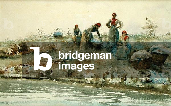 Washerwomen in Venice, 1883 (w/c and pencil on paper)