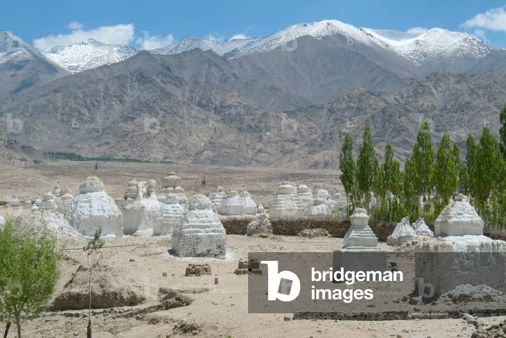An ancient chorten 'field', Shey, Ladakh, India (photo)
