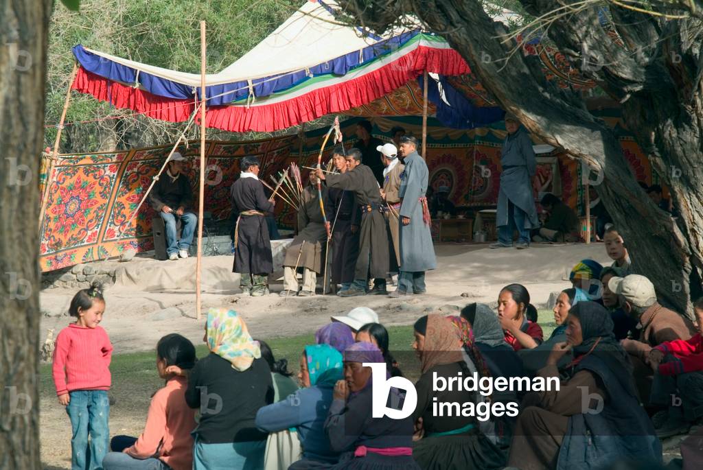 Villagers watching a Ladakhi archery contest, Stok, Ladakh, India (photo)