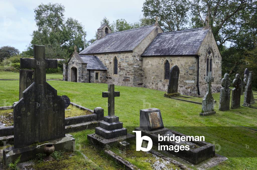 St. Brynach Church, small West Wales country church, Pontfaen, Pembrokeshire, West Wales, United Kingdom, 2020 (photo)