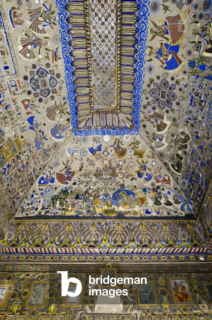 Hinduism: Ornately painted colourful ceiling in old Rama temple,
The Old Blue City, Jodhpur, Rajasthan, India (photo)