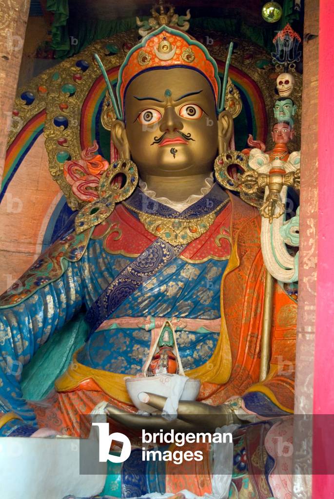 A statue of Padmasambhava in the temple of the Hemis Monastery, Ladakh (photo)