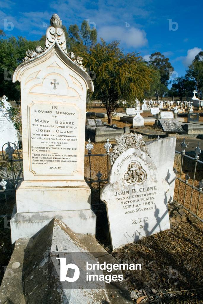 New Norcia Benedictine monastery & settlement: Cemetery & settlers gravestones (note epitaph on left: 