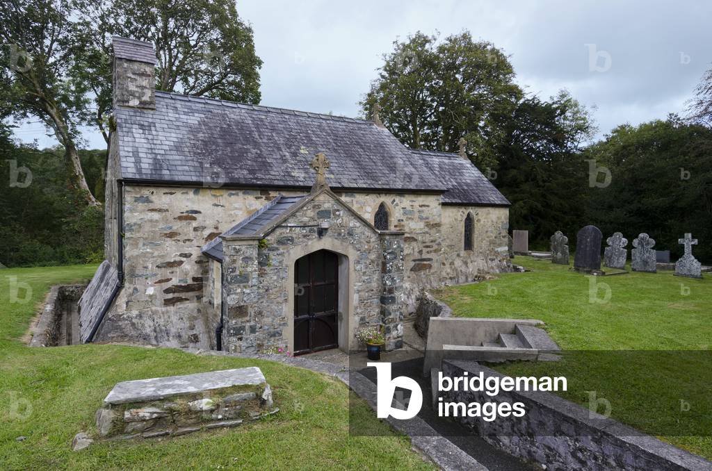 St. Brynach Church, small 'sunken' West Wales country church, Pontfaen, Pembrokeshire, West Wales, United Kingdom, 2020 (photo)