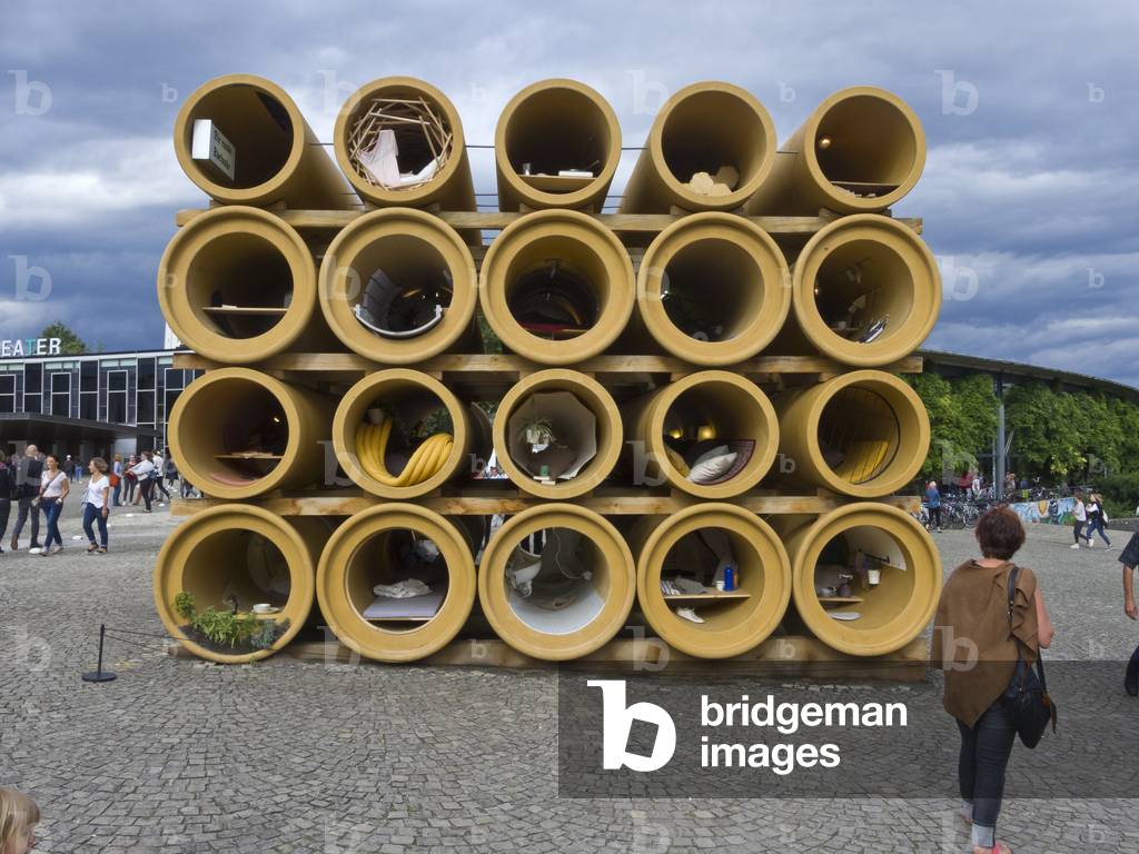 When We Were Exhaling Images', 2017, by Hiwa K., 
Documenta 14 art exhibition, 2017, 
Friedrichsplatz, Kassel, Germany (photo)