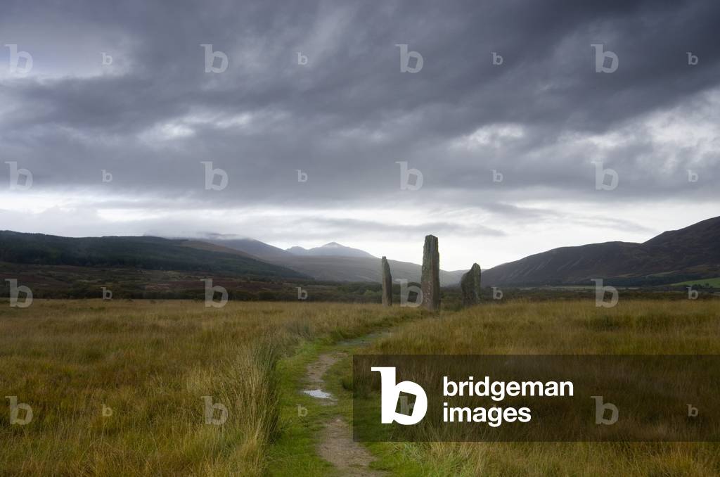 Bronze Age stone circle on Machrie Moor, Isle of Arran, North Ayrshire, Scotland, UK (photo)